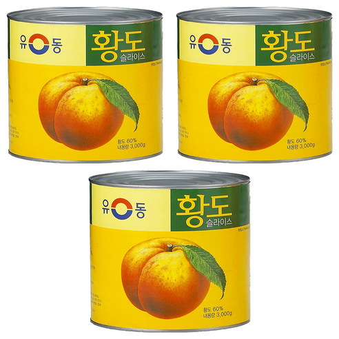 유동 황도 슬라이스 통조림, 3kg, 3개