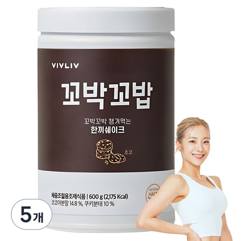 비브리브 꼬밥꼬밥 초코 다이어트쉐이크, 600g, 5개