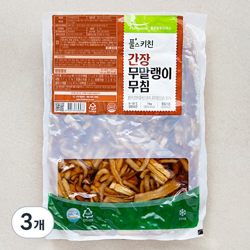 풀무원 풀스키친 간장 무말랭이 무침, 1kg, 3개