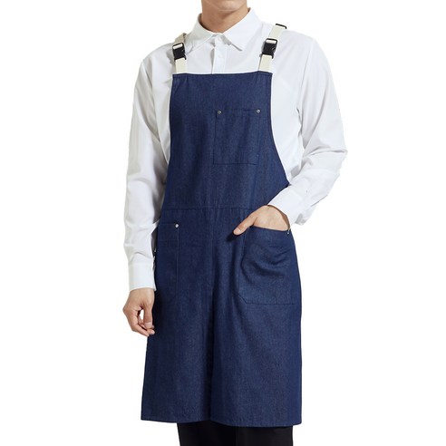 비더셰프 유니스토어 버클업 2 데님 앞치마 A-5, 네이비(A-536-2), 1개