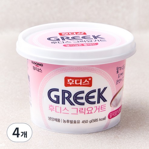 일동후디스 그릭요거트 달지않는 플레인, 450g, 4개