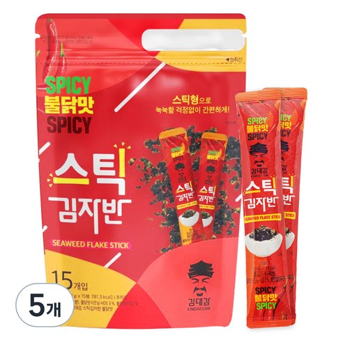 김대감 불닭맛 스틱 김자반 15p, 150g, 5개