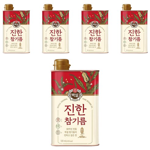 백설 진한 참기름, 500ml, 5개