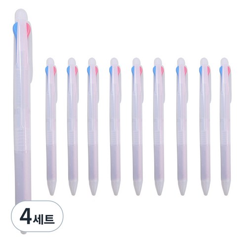 문구담 삼색펜 10p, 검정 + 파랑 + 빨강(삼색펜), 4세트