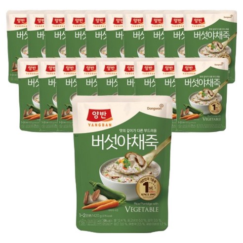 양반 버섯 야채죽, 420g, 20개