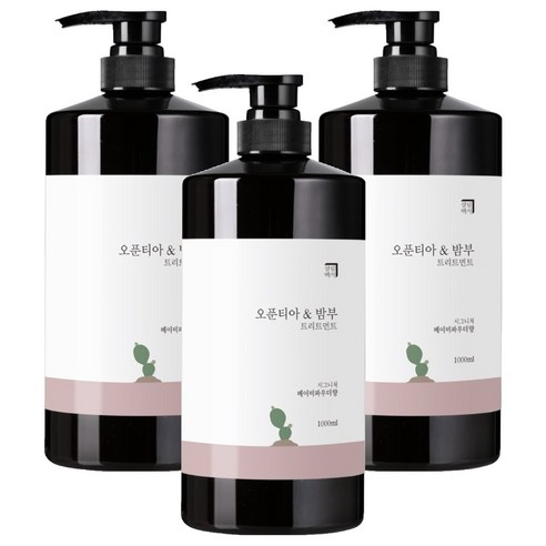 살림백서 오푼티아 앤 밤부 헤어트리트먼트 베이비파우더향, 1000ml, 3개