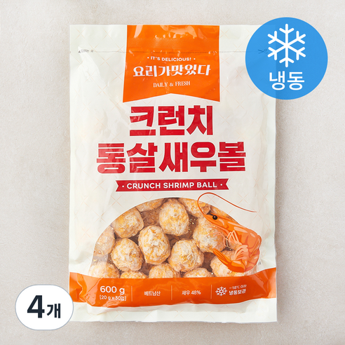 요리가맛있다 크런치 새우볼 (냉동), 600g, 4개