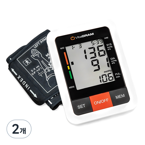 비타그램 자동전자 혈압계 PG-800B31 + 파우치, 2개