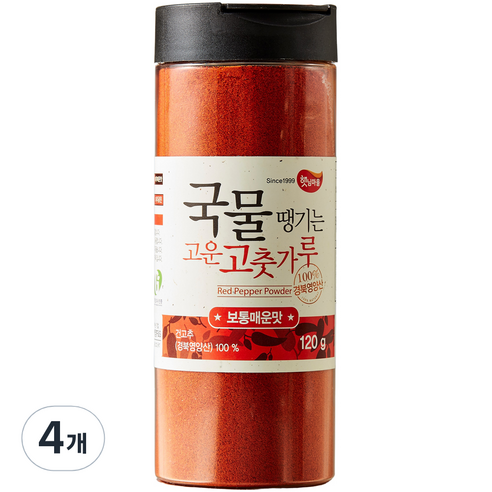 햇님마을 국물땡기는 국산 고운 고춧가루 보통매운맛, 120g, 4개