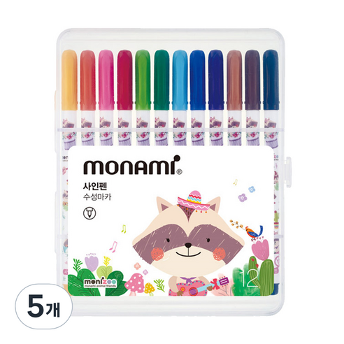 모나미 모니주 사인펜 12색, 12가지 색상, 5개