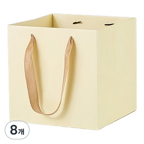 마켓감성 컬러 와이드 정사각 쇼핑백 대, 베이지, 8개