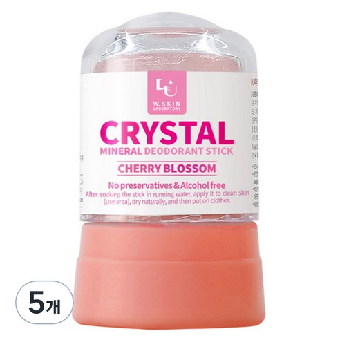 더블유피부연구소 크리스탈 데오드란트 체리블러섬, 45g, 5개
