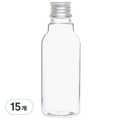 병도매닷컴 AN120 투명 음료용기 알루미늄 실버캡, 120ml, 15개