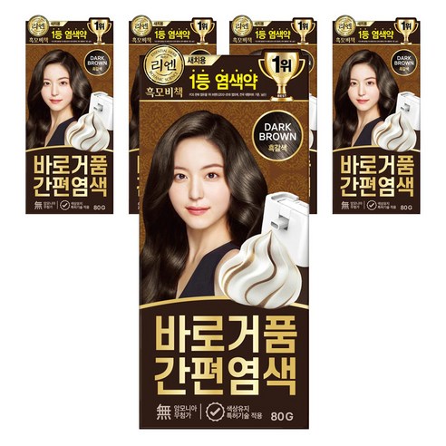리엔 흑모비책 바로거품 간편 새치염색, 흑갈색 3N, 5개