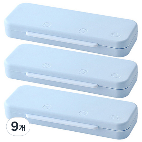 마켓감성 오리무늬 사각 이단 필통, 블루, 9개