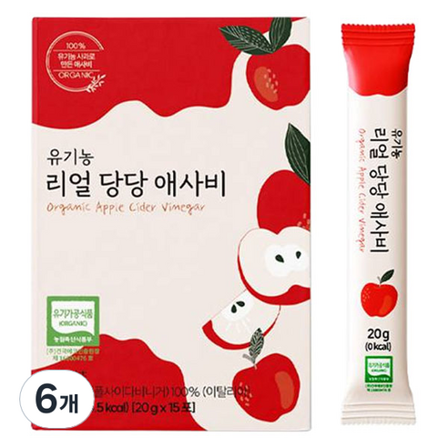 리얼당당 유기농 애사비 발효식초 스틱, 6개, 300g