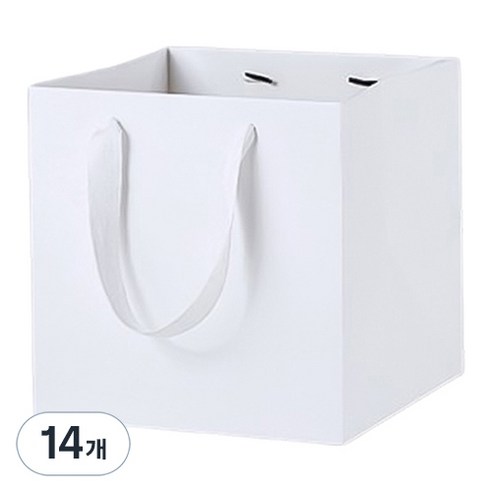 마켓감성 컬러 와이드 정사각 쇼핑백 중, 화이트, 14개