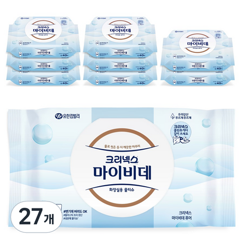 마이비데 크리넥스 퓨어 캡형, 40매, 27개