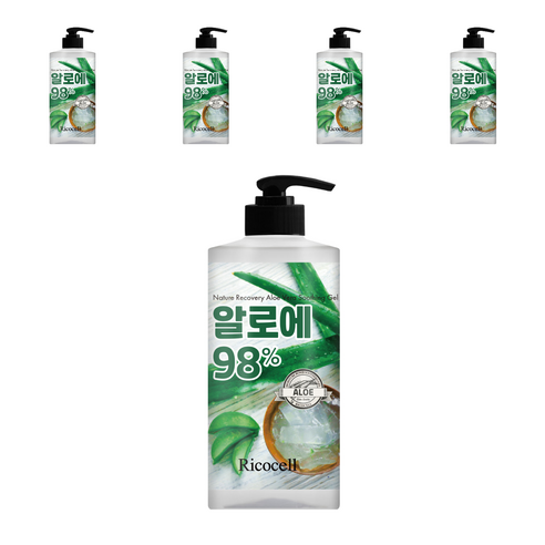 리코셀 네이처 리커버리 알로에 수딩 젤 이엑스, 1L, 5개