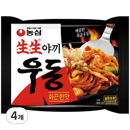 생생야끼우동 화끈한맛 251g, 4개