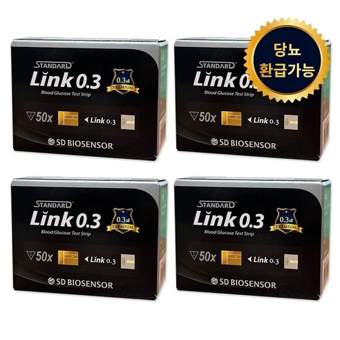에스디바이오센서 스탠다드 링크 0.3 혈당시험지, 50개입, 4개
