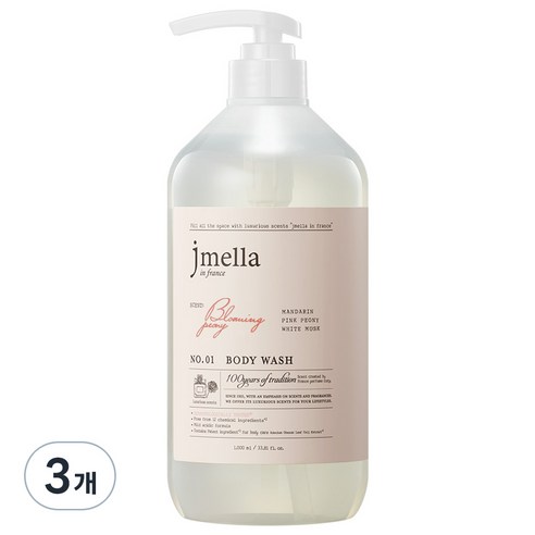 제이멜라 인 프랑스 블루밍 피오니 바디 워시, 1000ml, 3개