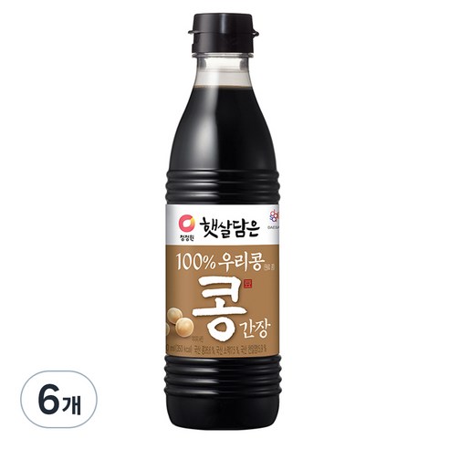 청정원 햇살담은 우리콩 간장, 6개, 500ml