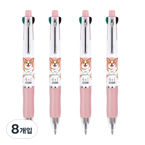 자바펜 펫 초점점도 유성볼펜 + 샤프 0.5mm, 핑크, 8개입