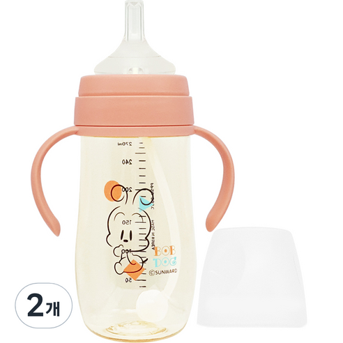 리틀밥독 국내 제조 PPSU 베베쪽쪽 빨대컵 270ml, 코랄핑크, 2개