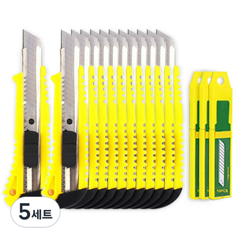 다다 보급형 223 대형 커터칼 12p + 칼날 30p, 혼합색상, 5세트