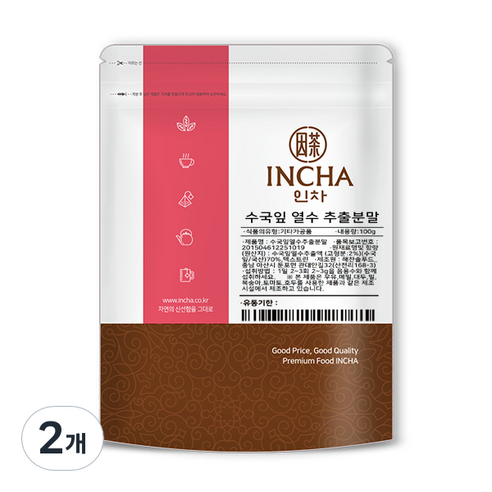 인차 수국잎 열수 추출 분말, 2개, 100g