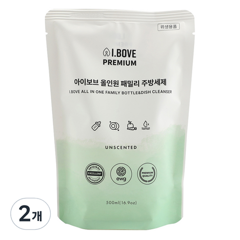 아이보브 올인원 패밀리 젖병 식기세제 리필, 2개, 500ml