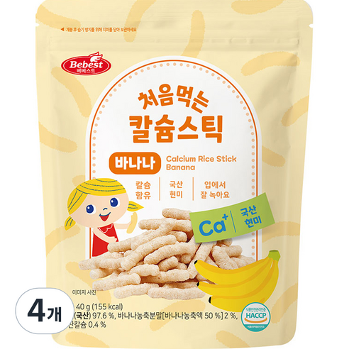 베베스트 처음먹는 칼슘 스틱 과자, 바나나, 40g, 4개