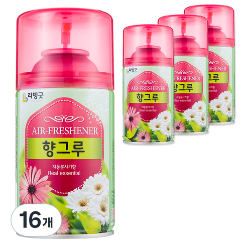 리빙굿 향그루 캔 자동분사기 후로랄향 방향제 본품, 280ml, 16개, 꽃향