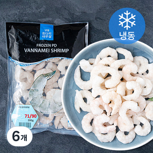 프라이드씨푸드 흰다리 생새우살 (냉동), 200g(31~40마리), 6개