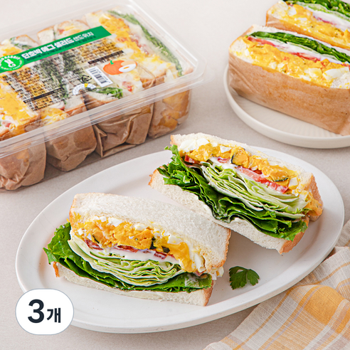 그린래빗 단호박 에그 샐러드 샌드위치, 250g, 3개