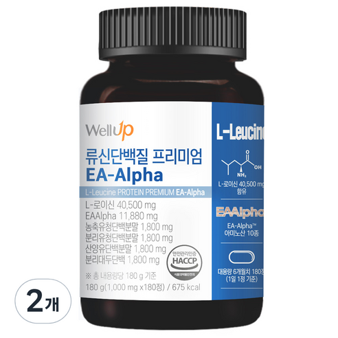 웰업 류신 산양유 단백질 프리미엄 아르기닌 아미노산 EA-Alpha, 180g, 2개