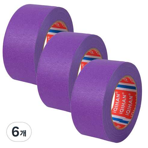 iQIHAN 다다 칼라 마스킹 테이프 40mm x 20m, 보라, 6개