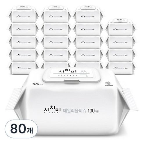 시치미 쓱 데일리 물티슈 캡형, 50g, 100매, 80개