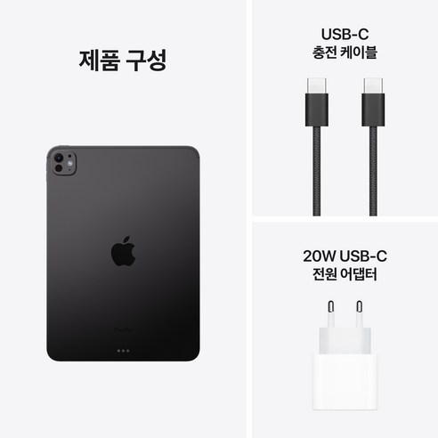 Apple 정품 2024 아이패드 프로 11 M4칩 스탠다드 글래스, 스페이스블랙, 256GB, Wi-Fi