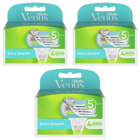 Venus 엑스트라 스무스 여성용 면도날, 3개, 4개입