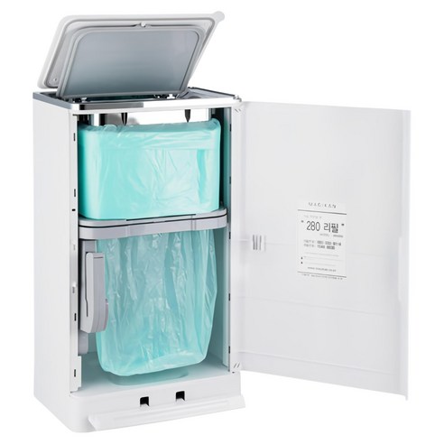 매직캔 히포2 휴지통 27L, 크롬 화이트