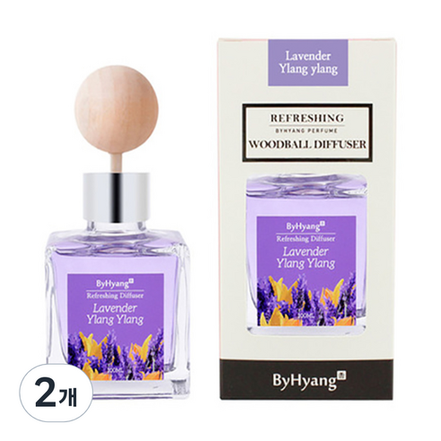 바이향 리프레싱 우드볼 디퓨져, 라벤더일랑일랑, 100ml, 2개
