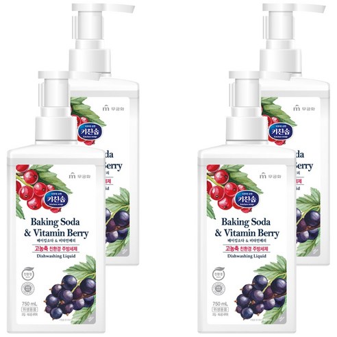 키친솝 베이킹소다&비타민 베리 고농축 친환경 주방 세제, 4개, 750ml
