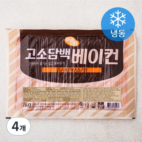 웰쿠스 고소담백 베이컨 슬라이스형 (냉동), 1kg, 4개