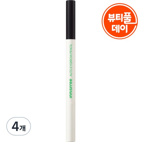 이니스프리 납작 아이브로우 펜슬 0.3g, 2 블랙, 4개