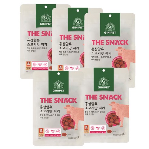 지니펫 정관장 홍삼함유 져키 80g, 소고기, 5개