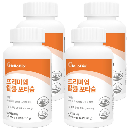 헬로바이오 프리미엄 칼륨 포타슘 120g, 4개, 120정
