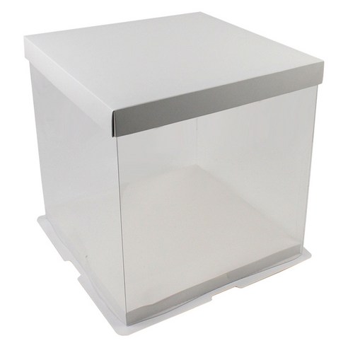 아이엔피 사각 포장상자 4호 260 x 260 x 250 mm, 화이트 + 투명(상자), 3개