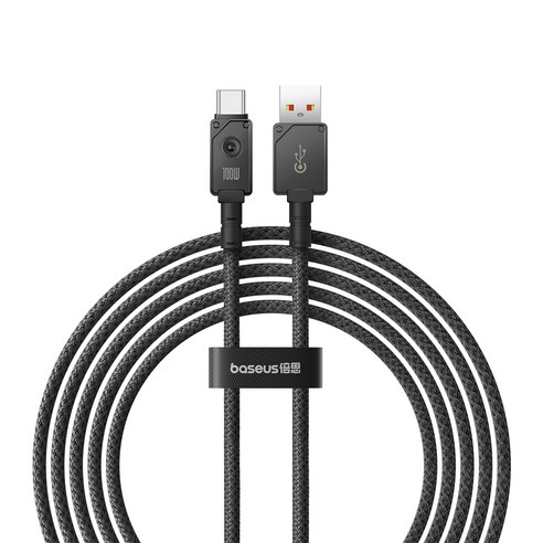 베이스어스 언브레이커블 내구성 고속충전 케이블 USB to Type-C 100W, 2m, 블랙, 1개